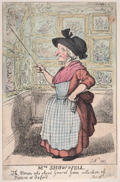 Mrs. Showell, la donna che mostra la collezione di quadri del generale Guise a O... da Thomas Rowlandson