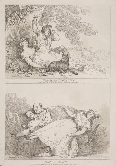 Un pisolino in campagna - Un pisolino in città da Thomas Rowlandson