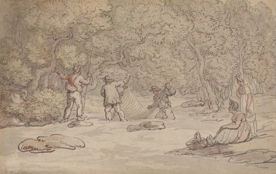 Installazione di una rete in una pozza per salmoni da Thomas Rowlandson