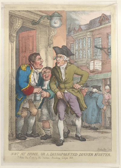 Non a casa, o un cacciatore di cene deluso, 13 giugno 1823 da Thomas Rowlandson