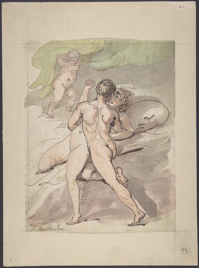 Coppia nuda che si abbraccia da Thomas Rowlandson