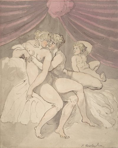 Coppia nuda che si abbraccia, 1780-1827 da Thomas Rowlandson