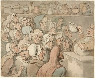 Vecchie zitelle a una vendita di curiosità da Thomas Rowlandson