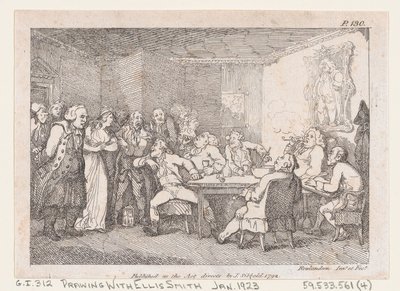 Parroco Adams e Fanny esaminati come colpevoli davanti al giudice di campagna, da Le avventure..., 1792 da Thomas Rowlandson