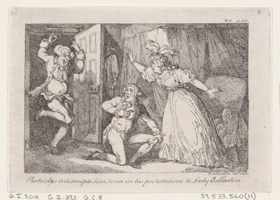 Partridge interrompe Tom Jones nelle sue proteste a Lady Bellaston, dalla Storia di Tom Jones, 1792 da Thomas Rowlandson