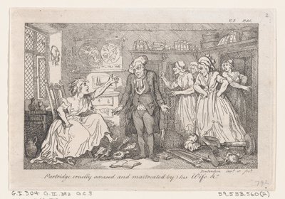Pernice crudelmente accusata e maltrattata dalla moglie, dalla Storia di Tom Jones, un Fo..., 1792 da Thomas Rowlandson