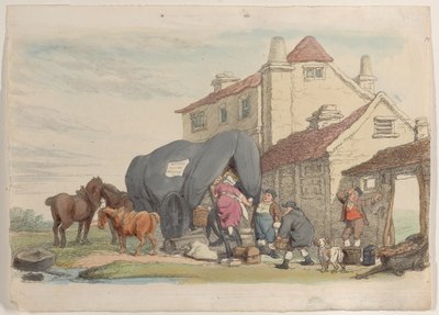 Tavola 26: Un carro volante, da World in Miniature da Thomas Rowlandson