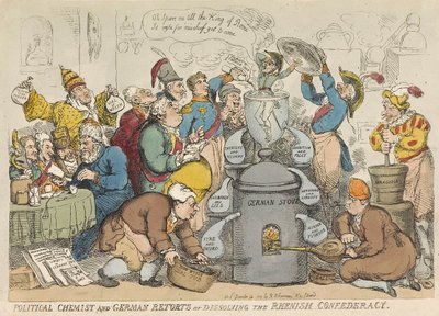 Chimico politico e ritorti tedeschi o dissoluzione della confederazione renana, pub. 1813 da Thomas Rowlandson