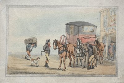 Postiglioni e cavalli da posta alla locanda White Hart, 1787 da Thomas Rowlandson