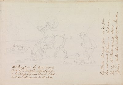 Schizzo preparatorio per “Il dottor Syntax disegna il lago” da Thomas Rowlandson
