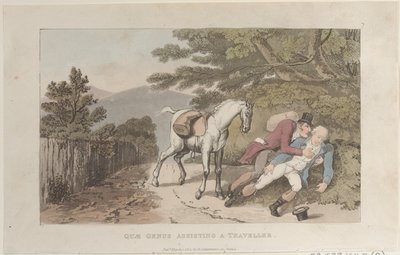 Quae Genus Assisting a Traveler, dalla Storia di Johnny Quae Genus, The Litt..., 1 marzo 1822 da Thomas Rowlandson