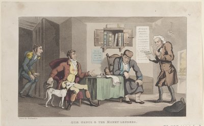 Quae Genus e i prestatori di denaro, dalla storia di Johnny Quae Genus, settembre 1821 da Thomas Rowlandson