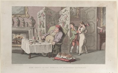 Quae Genus, al Servizio di Sir Jeffery Gourmand, dalla Storia di Johnny da Thomas Rowlandson