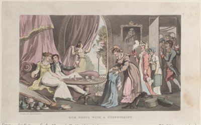 Quae Genus con uno spendaccione, dalla Storia di Johnny Quae Genus da Thomas Rowlandson