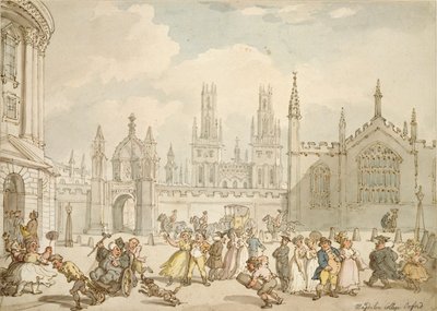 Radcliffe Square, Oxford, inizio XIX secolo da Thomas Rowlandson