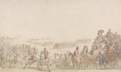 Resoconto dei volontari della Light Horse a Wimbledon Common da Thomas Rowlandson