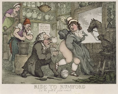 Cavalcare fino a Rumford, lasciare che la giada gallonata si metta in marcia". da Thomas Rowlandson