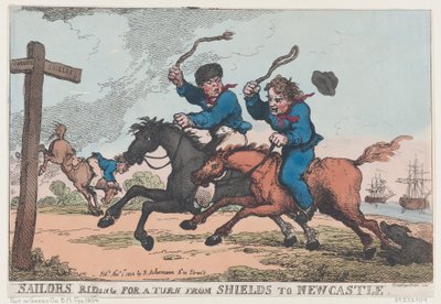 Marinai che cavalcano per un giro da Shields a Newcastle, 1 novembre 1804 da Thomas Rowlandson