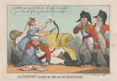Sansone addormentato sul grembo di Dalila da Thomas Rowlandson