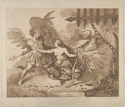 Satana, Peccato e Morte Paradise Lost, Libro il 2°, dopo il 1790 da Thomas Rowlandson