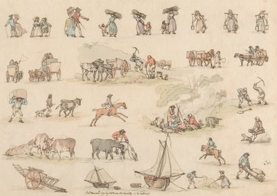 Serie di sedici: Contorni di figure e paesaggi da Thomas Rowlandson