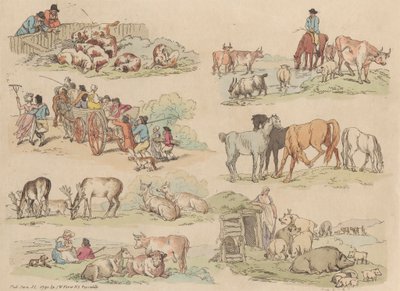 Serie di sedici: contorni di figure e paesaggi da Thomas Rowlandson