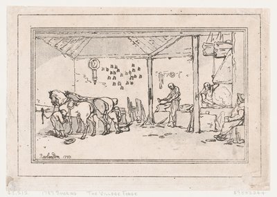 Ferratura: la fucina del villaggio, negozio di un maniscalco da Thomas Rowlandson
