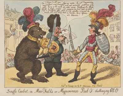 Duello, a Moorfields, o il magnanimo Paul O! - Sfida a tutti gli O! (da: Caricature, vol. 4) da Thomas Rowlandson