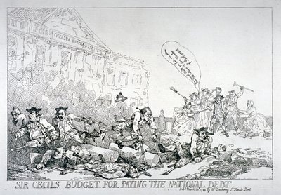 Il bilancio di Sir Cecil per pagare il debito nazionale da Thomas Rowlandson