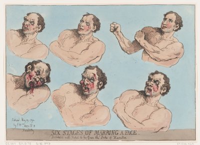 Sei fasi di deturpazione di un volto, 29 maggio 1792 da Thomas Rowlandson
