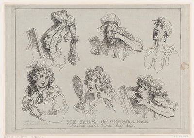 Sei fasi di riparazione di un volto, dedicato con rispetto alla Onorevole Lady Ar..., 29 maggio 1792 da Thomas Rowlandson