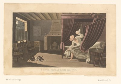 Camera da letto con dei topi che mangiano la parrucca del Dottor Syntax da Thomas Rowlandson