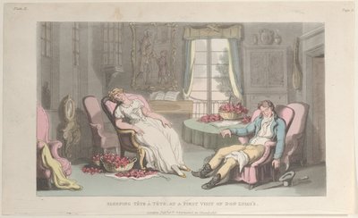 Tête à Tête addormentato, alla prima visita di Don Luigi, da Napoli e la Campagna, 1 giugno 1815 da Thomas Rowlandson