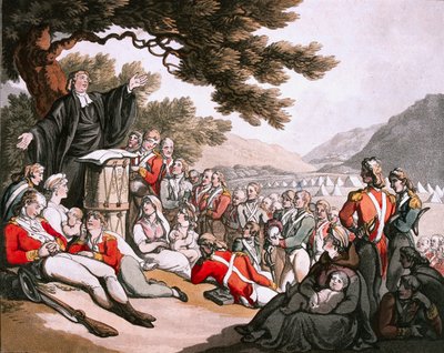 Soldati che assistono al servizio divino da Thomas Rowlandson