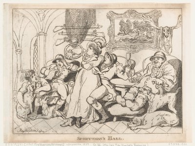 La sala degli sportivi, ovvero I cacciatori di volpi a riposo da Thomas Rowlandson