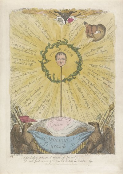 Vignetta che raffigura Napoleone come la stella polare, 1813 da Thomas Rowlandson