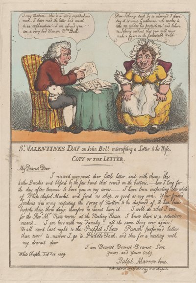 Il giorno di San Valentino o John Bull che intercetta una lettera a sua moglie da Thomas Rowlandson