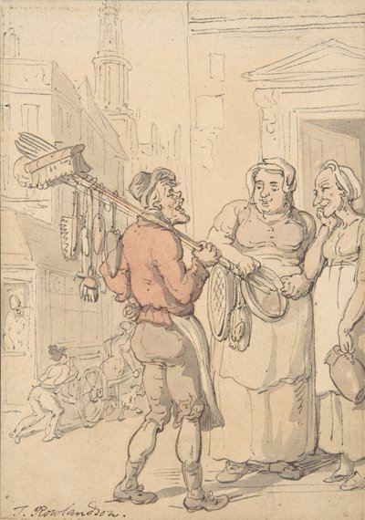 Scena di strada: venditore di spazzole, 1780-1827 da Thomas Rowlandson