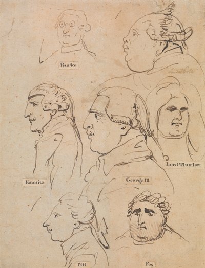 Studi di Giorgio III e statisti da Thomas Rowlandson