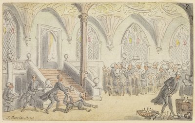 Studio per Dr. Syntax intrattenuto al college da Thomas Rowlandson