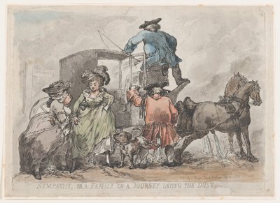 Simpatia, o una famiglia in viaggio che solleva la polvere da Thomas Rowlandson