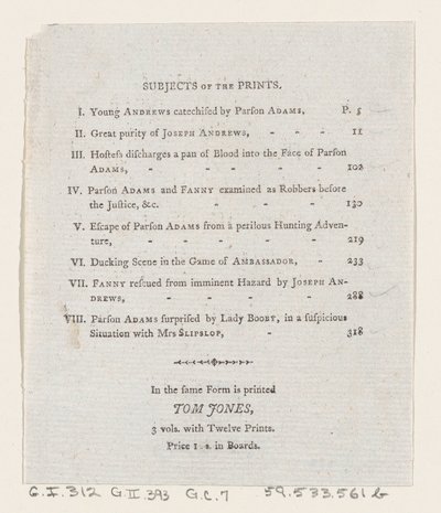 Indice: Le avventure di Joseph Andrews e del suo amico Mr. Abraham Adams, 1792 da Thomas Rowlandson