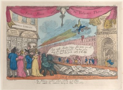 Tail Piece to Volume Three: The Genii of Caricature Bringing in Fresh Supplies da Thomas Rowlandson