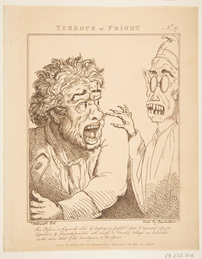Terrore o spavento Le Brun travestito, o caricature delle passioni, 21 gennaio 1800 da Thomas Rowlandson