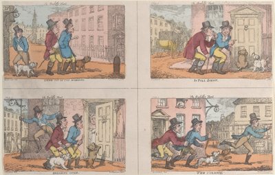 La caccia del balivo: uscita al mattino, in pieno odore, rompendo la copertura da Thomas Rowlandson
