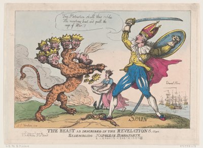 La Bestia Descritta nelle Rivelazioni, Cap. 13, Somigliante a Napoleone Buonaparte, 22 luglio 1808 da Thomas Rowlandson