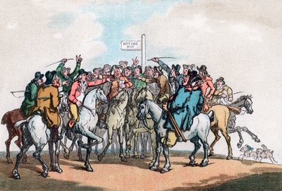 Il posto delle scommesse, umori della caccia alla volpe, 1799 da Thomas Rowlandson