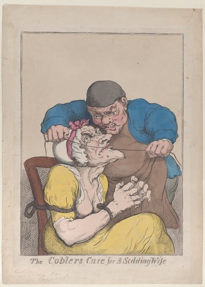 La cura del calzolaio per una moglie brontolona, 1813 da Thomas Rowlandson