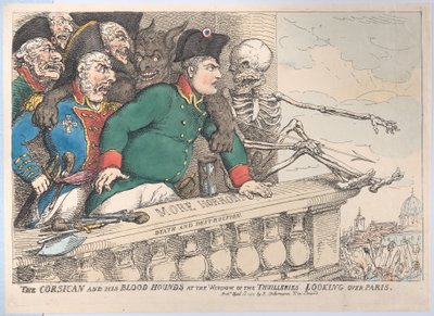 Il Corso e i Suoi Segugi alla Finestra delle Thuilleries Guardando Oltre Parigi, 16 aprile 1815 da Thomas Rowlandson