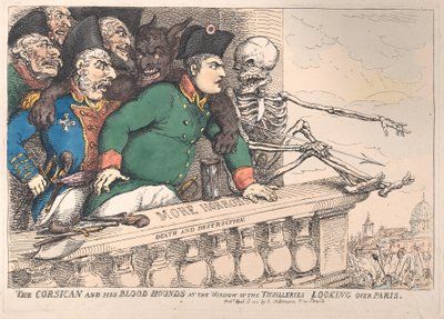 Il corso e i suoi segugi alla finestra delle Thuilleries che guardano oltre P..., 16 aprile 1815 da Thomas Rowlandson